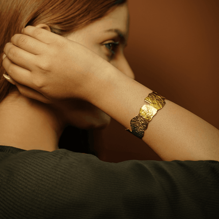 Textured Block Adjustable Brass Cuff - HASHTACK