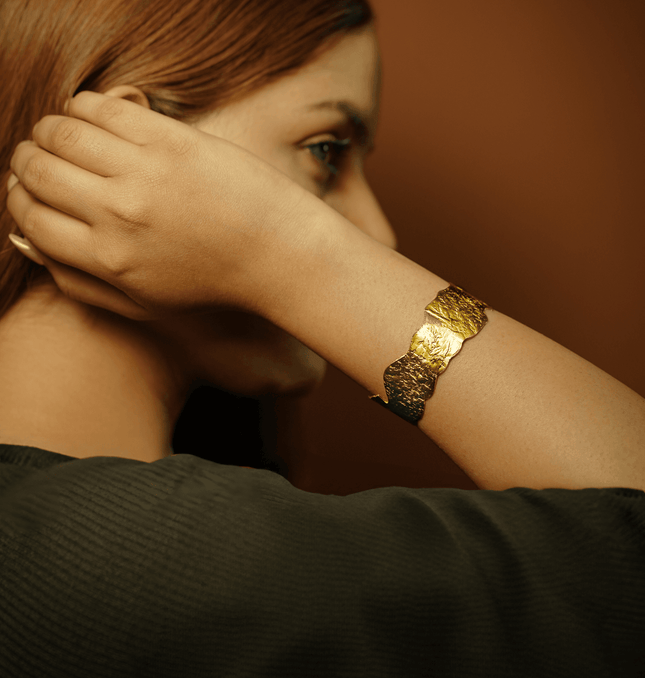 Textured Block Adjustable Brass Cuff - HASHTACK