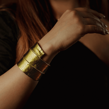 Handcrafted Gold Brass Triple Cuff - HASHTACK