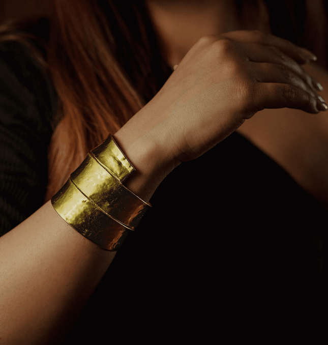 Handcrafted Gold Brass Triple Cuff - HASHTACK