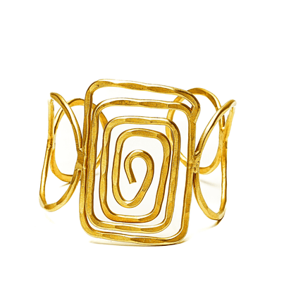 Handmade Spiral Gold Brass Cuff - HASHTACK