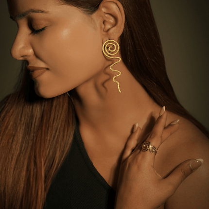 Spiral & Zigzag Brass Earrings - HASHTACK