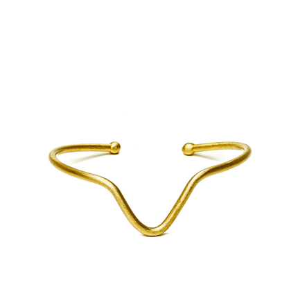 Handmade Wavy Gold Brass Cuff - HASHTACK