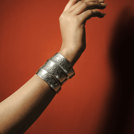 Handcrafted Hammered Brass Triple Sliver Cuff - HASHTACK