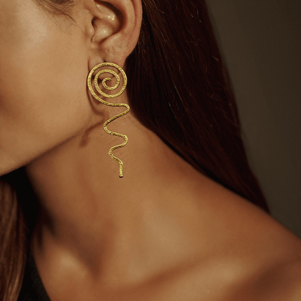 Spiral & Zigzag Brass Earrings - HASHTACK
