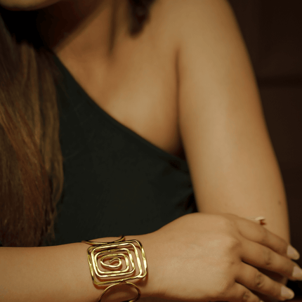 Handmade Spiral Gold Brass Cuff - HASHTACK