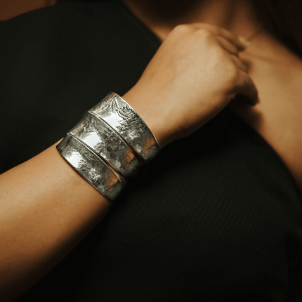 Handcrafted Hammered Brass Triple Sliver Cuff - HASHTACK