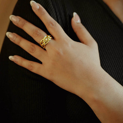 Swirl Adjustable Brass Ring- Set Of 2 - HASHTACK