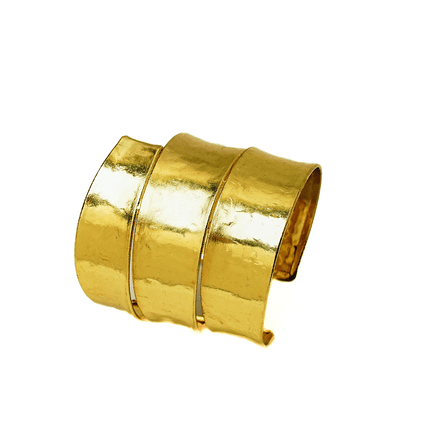 Handcrafted Gold Brass Triple Cuff - HASHTACK