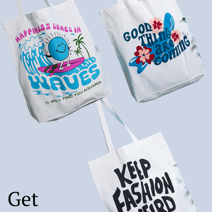 Happiness Comes In Waves Canvas Tote Bag - HASHTACK
