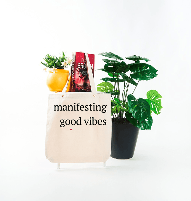 Manifesting Good Vibes Canvas Tote Bag - HASHTACK