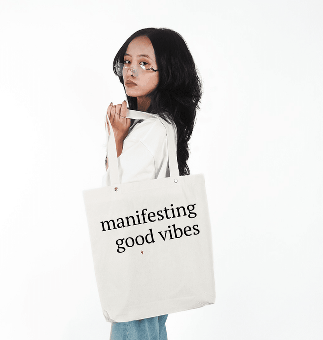Manifesting Good Vibes Canvas Tote Bag - HASHTACK