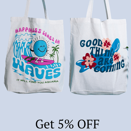 Happiness Comes In Waves Canvas Tote Bag - HASHTACK