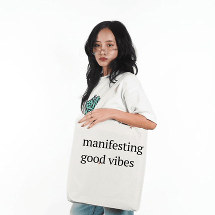 Manifesting Good Vibes Canvas Tote Bag - HASHTACK