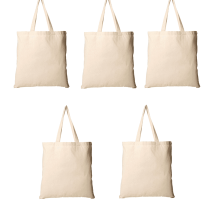 Plain White Canvas Tote Bag Set Of 5 - HASHTACK