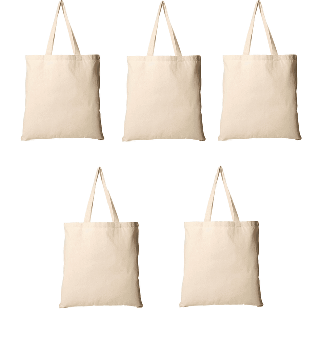 Plain White Canvas Tote Bag Set Of 5 - HASHTACK