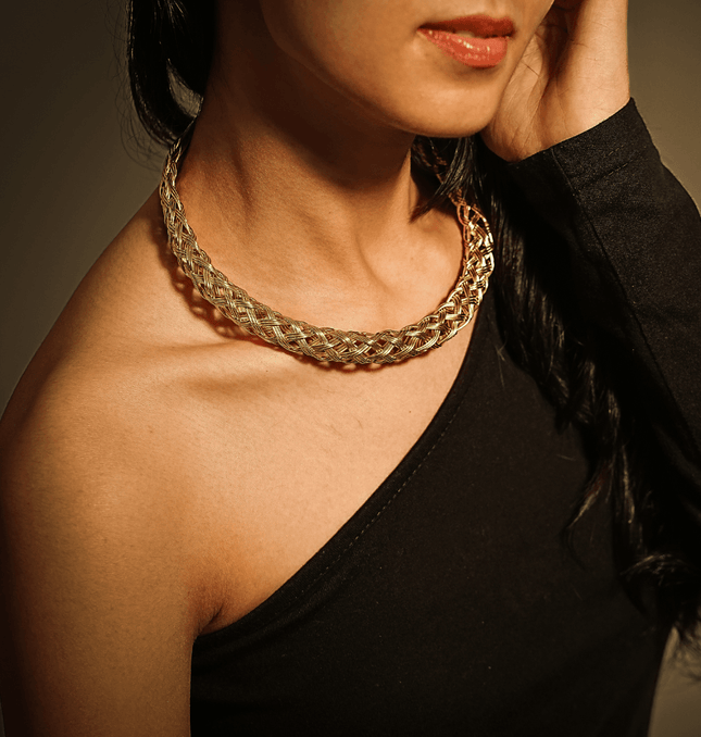 Golden Aura Adjustable Brass Necklace - HASHTACK