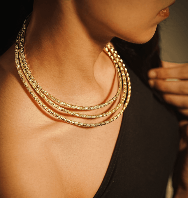 Triple Layer Brass Necklace - HASHTACK