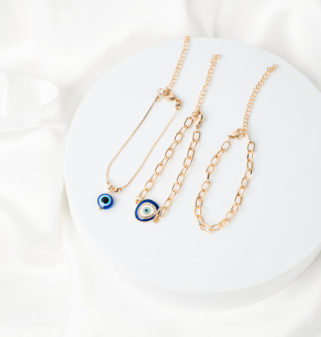 Triple Luck Evil Eye Bracelet