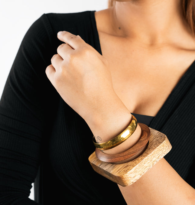 Golden Aura Wooden Bangle Set