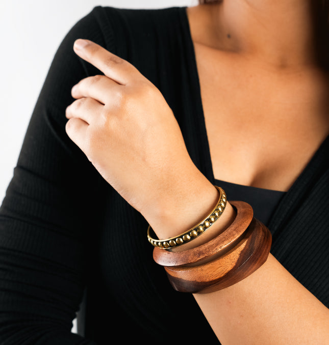 Heritage Beaded Wooden Bangle Set