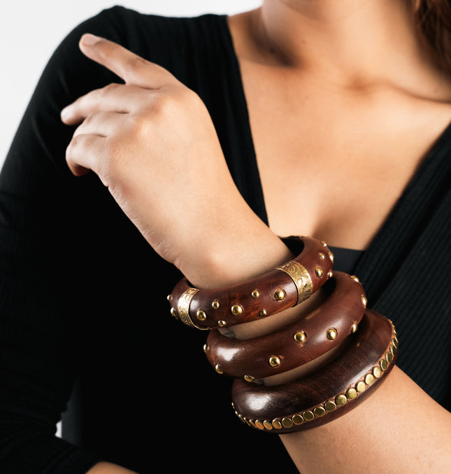 Classic Wood Bangles-Set of 3