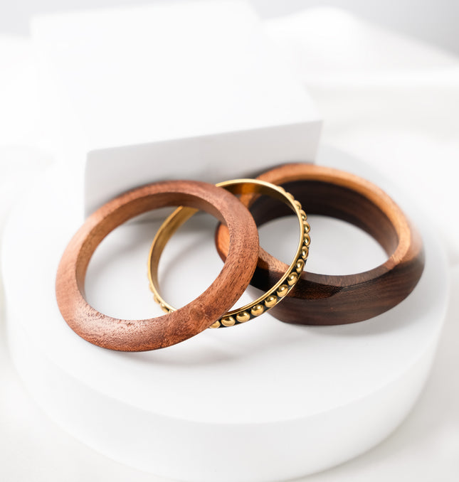Heritage Beaded Wooden Bangle Set