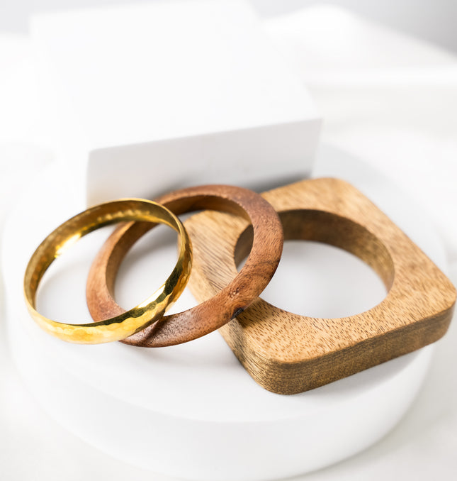 Golden Aura Wooden Bangle Set