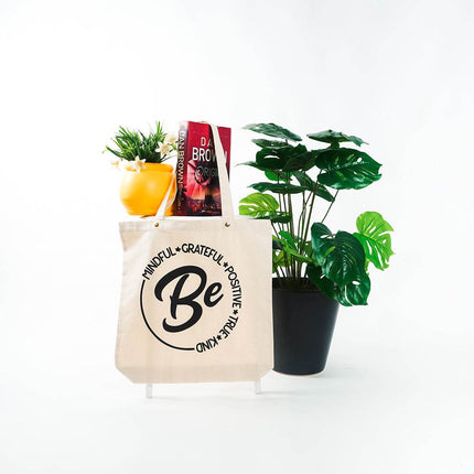 Be Positive Canvas Tote Bag - HASHTACK