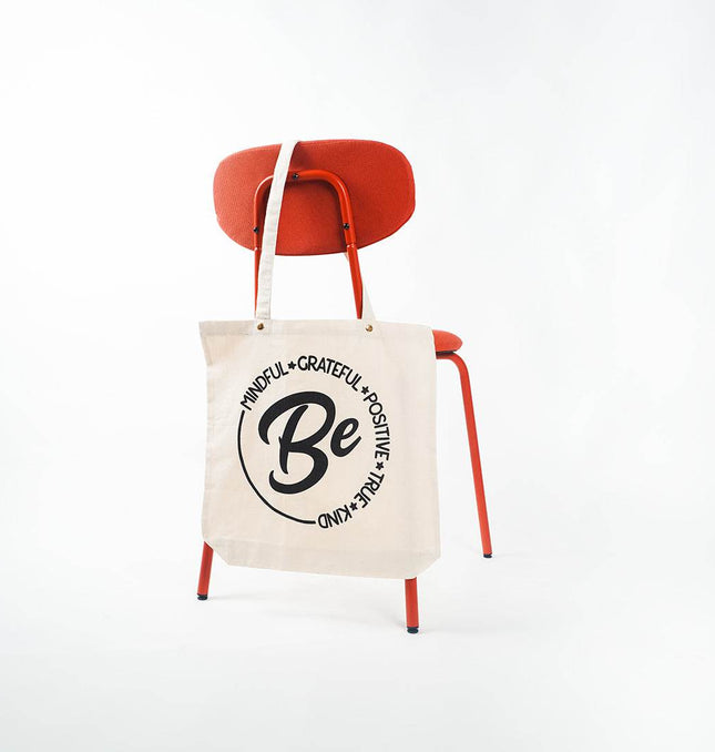 Be Positive Canvas Tote Bag - HASHTACK