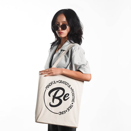 Be Positive Canvas Tote Bag - HASHTACK