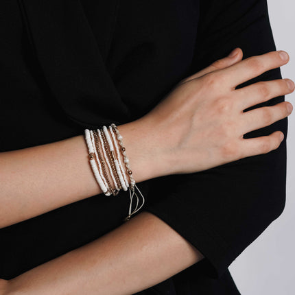 Ivory Charm Layered Bracelet Stack - HASHTACK