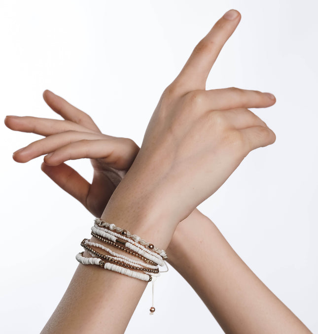 Ivory Charm Layered Bracelet Stack - HASHTACK
