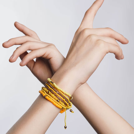 Yellow Bloom Layered Bracelet Stack - HASHTACK