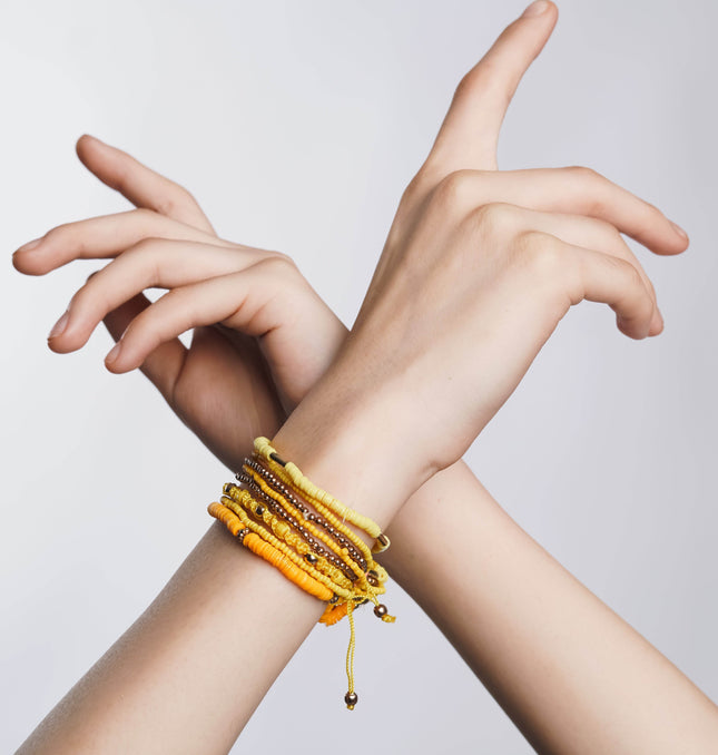 Yellow Bloom Layered Bracelet Stack - HASHTACK