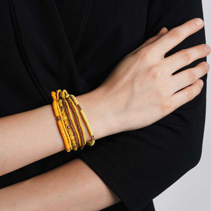 Yellow Bloom Layered Bracelet Stack - HASHTACK