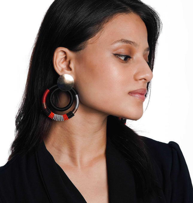 Fiery Fusion Round Earrings - HASHTACK