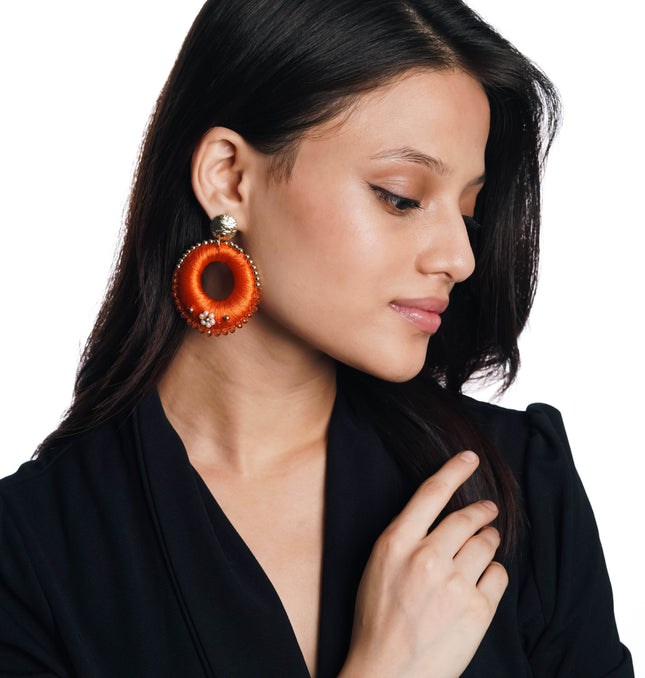 Orange Aura Circle Earrings - HASHTACK