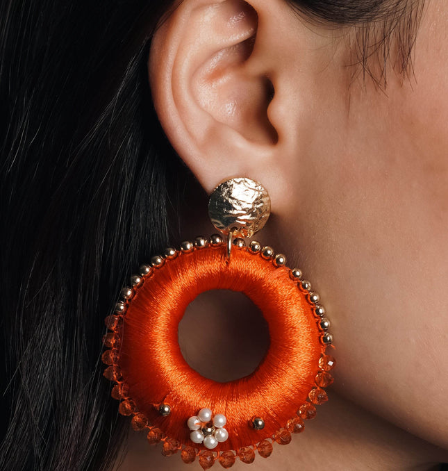Orange Aura Circle Earrings - HASHTACK
