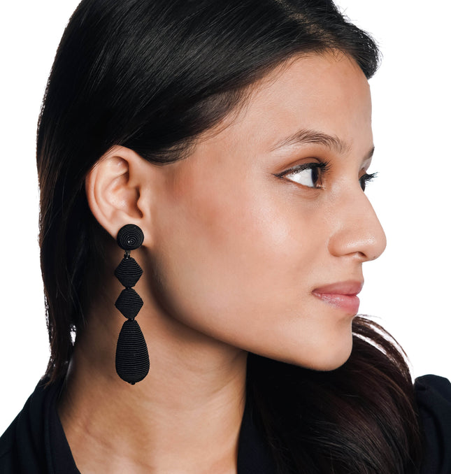 Noir Drop Statement Earrings - HASHTACK