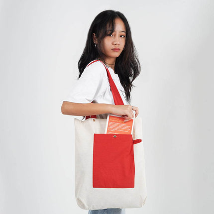 Bold Red Canvas Tote Bag - HASHTACK