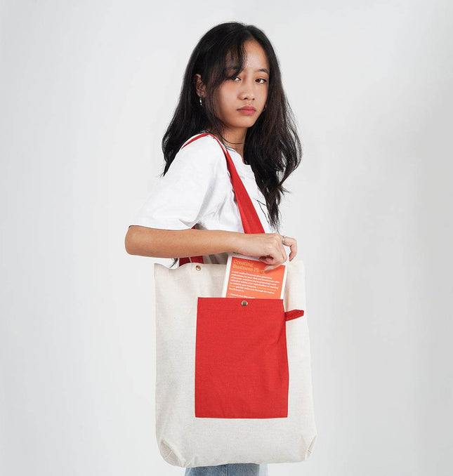 Bold Red Canvas Tote Bag - HASHTACK