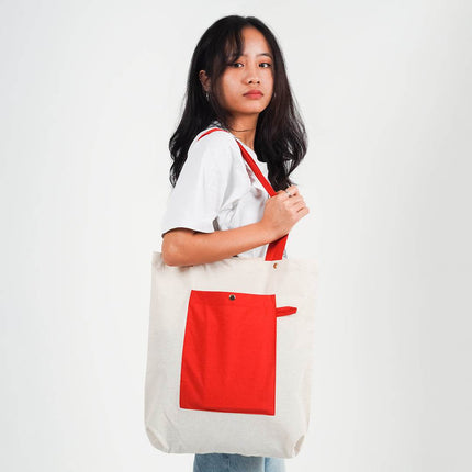 Bold Red Canvas Tote Bag - HASHTACK