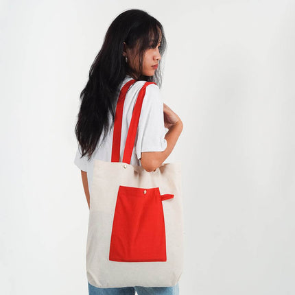 Bold Red Canvas Tote Bag - HASHTACK