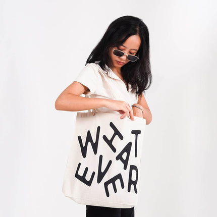 What Ever Canvas Tote Bag White - HASHTACK