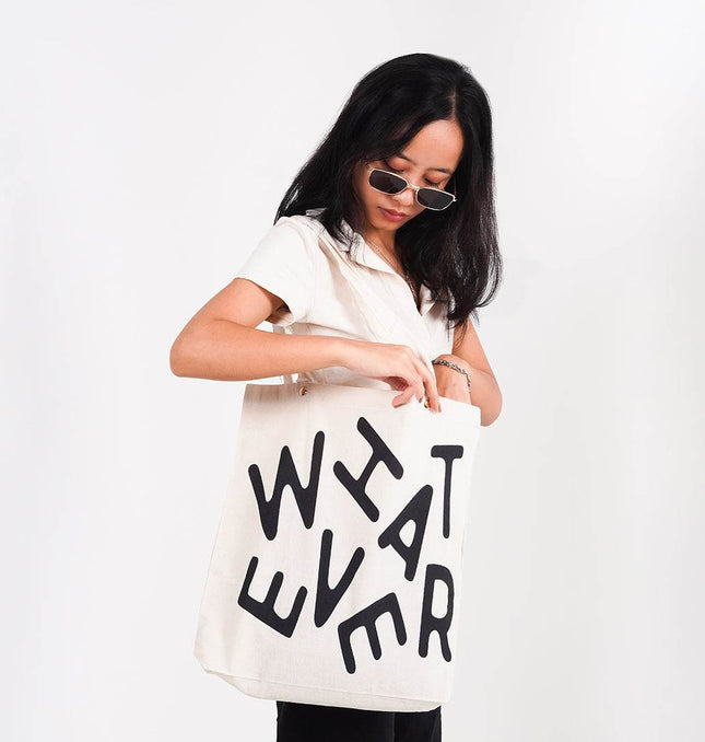 What Ever Canvas Tote Bag White - HASHTACK