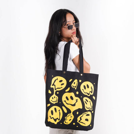 Smiley Canvas Tote Bag - HASHTACK