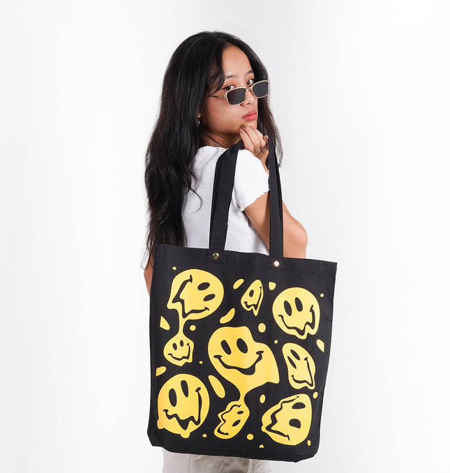 Smiley Canvas Tote Bag - HASHTACK
