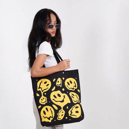 Smiley Canvas Tote Bag - HASHTACK