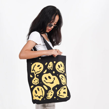 Smiley Canvas Tote Bag - HASHTACK